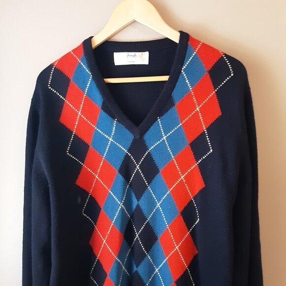 Pringle Made in Scotland Men's Argyle Sweater Blue Red White Size XXL - Picture 2 of 13